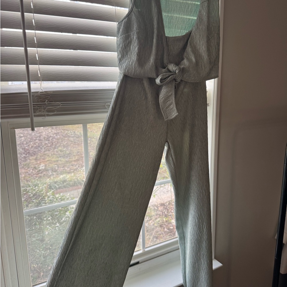 Nasty Gal Gray Tie-Front Jumpsuit